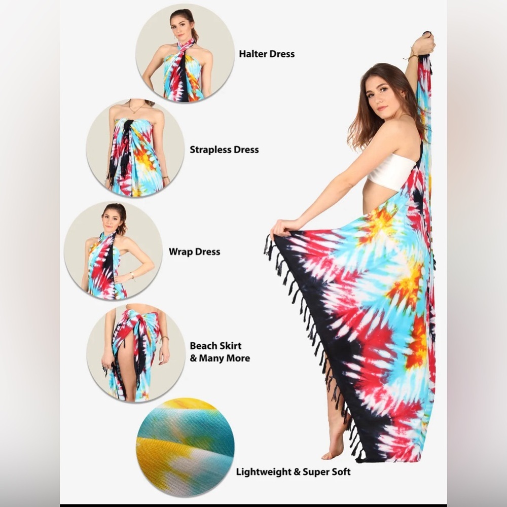 Beach Cover Swimming Pool Resort Vacation Sarong Halter Wrap Towel Dress NWT ๐๏ธ - Picture 4 of 16